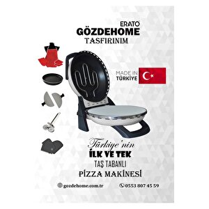 Beyaz Erato Taş Tabanlı Lahmacun Makinesi, Pizza Makinesi Taş Fırın - Timer - 400 °c Beyaz