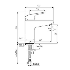 Ceraflex Grande Lavabo Bataryası-chrome-sifon Kumandasız