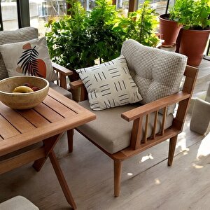 Vizyon Masif Ahşap Bahçe Balkon Takımı Gürgen Ağacı 3+1+1+masa