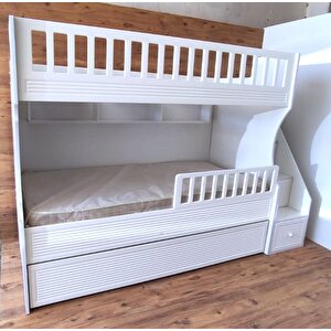 Midas Mdf Panjur Model Lake Boyalı Yavrulu 3 Lü Ranza Beyaz Montaj Dahil