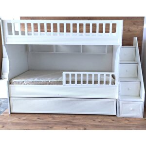Midas Mdf Panjur Model Lake Boyalı Yavrulu 3 Lü Ranza Beyaz Montaj Dahil