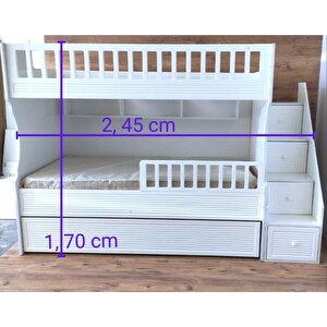 Midas Mdf Panjur Model Lake Boyalı Yavrulu 3 Lü Ranza Beyaz Montaj Dahil