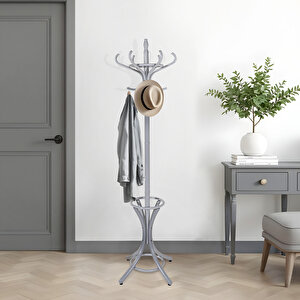 Handy Mate Dorya 12li Ahşap Askılık-Mat Gri 51x185x51 Cm