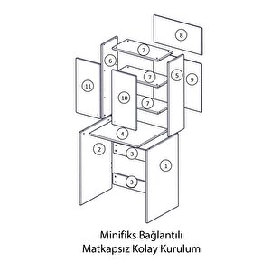 Çamaşır Makinesi Üstü Düzenleyici Parlak Beyaz Modern Banyo Dolabı