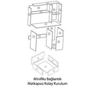 Çalışma Masası Parlak Beyaz Kitaplıklı Raflı Modern Masa