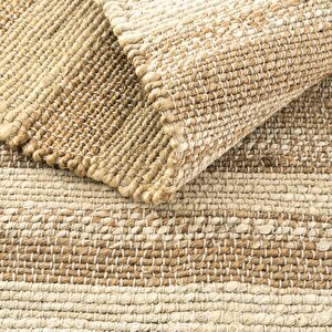 Cool Halı Vime 11 Natural Beyaz Jüt Halı El Dokuma Jüt Kilim Hasır Halı Bohem El Halısı Otantik Halı