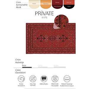 Private Bordo Eskitme Vintage Halı Etnik Desenli Şönil Yolluk Yıkanabilir Koridor Halısı 75x230 cm