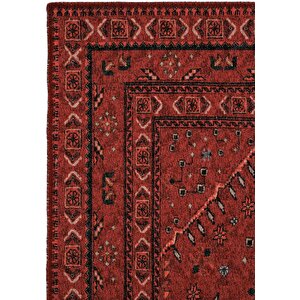 Private Bordo Eskitme Vintage Halı Etnik Desenli Şönil Yolluk Yıkanabilir Koridor Halısı 75x230 cm
