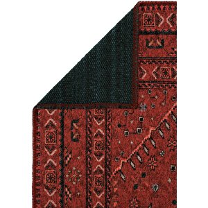 Cool Halı Private Bordo Eskitme Vintage Halı Etnik Desenli Şönil Yolluk Yıkanabilir Koridor Halısı