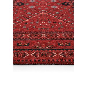 Cool Halı Private Bordo Eskitme Vintage Halı Etnik Desenli Şönil Yolluk Yıkanabilir Koridor Halısı