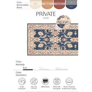 Private Krem Eskitme Vintage Halı Etnik Desen Şönil Yolluk Yıkanabilir Hol Koridor Halısı 75x230 cm