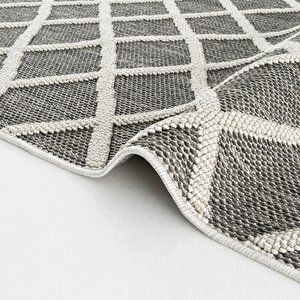 Cool Halı Bress 1409 Gri Hav Toz Vermez Hasır Dokulu Bukle Örgü Modern Desen Halı