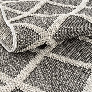 Cool Halı Bress 1409 Gri Hav Toz Vermez Hasır Dokulu Bukle Örgü Modern Desen Halı