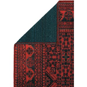 Cool Halı Private Kırmızı Halı Yolluk Koridor Hol Halısı Afgan Desen Yıkanabilir Şönil Mutfak Halısı