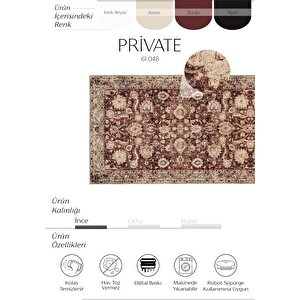 Private Bordo Eskitme Halı Otantik Etnik Desen Şönil Yolluk Yıkanabilir Hol Koridor Halısı 75x300 cm