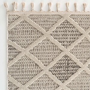 Bress 1411 Krem Hav Toz Vermez Hasır Dokulu Bukle Örgü Modern Desen Halı 200x290 cm