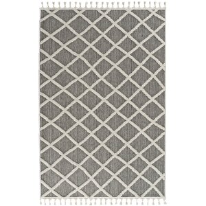 Bress 1409 Gri Hav Toz Vermez Hasır Dokulu Bukle Örgü Modern Desen Halı 120x180 cm