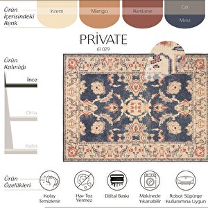 Cool Halı Private Krem Eskitme Vintage Halı Yolluk Etnik Desenli Şönil Halı Yıkanabilir Salon Halısı