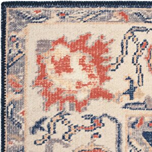 Cool Halı Private Krem Eskitme Vintage Halı Yolluk Etnik Desenli Şönil Halı Yıkanabilir Salon Halısı