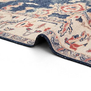 Cool Halı Private Krem Eskitme Vintage Halı Yolluk Etnik Desenli Şönil Halı Yıkanabilir Salon Halısı