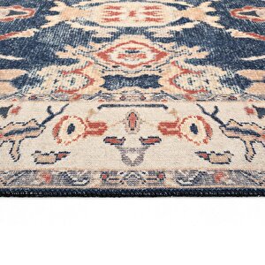 Cool Halı Private Krem Eskitme Vintage Halı Yolluk Etnik Desenli Şönil Halı Yıkanabilir Salon Halısı