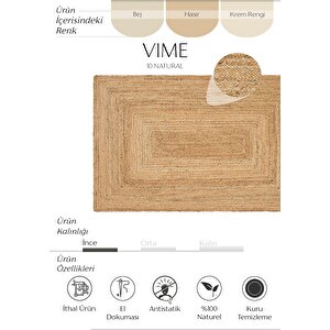 Vime 10 Natural Jüt Halı Yolluk El Dokuma Jüt Kilim Hasır Halı Dekor Halı Bohem El Halısı 170x240 cm