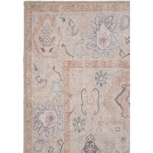 Private Krem Eskitme Vintage Halı Etnik Desen Şönil Yolluk Yıkanabilir Hol Koridor Halısı 75x300 cm