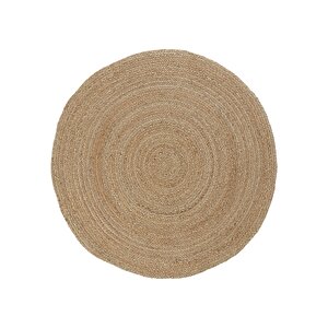 Vime 01r Natural Yuvarlak Jüt Halı Yolluk El Dokuma Jüt Kilim Hasır Otantik Bohem Halı 150x150 cm