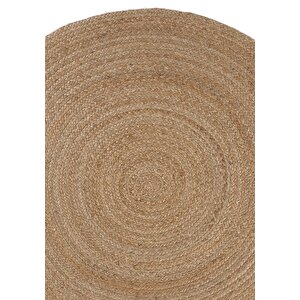 Vime 01r Natural Yuvarlak Jüt Halı Yolluk El Dokuma Jüt Kilim Hasır Otantik Bohem Halı 150x150 cm