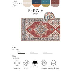 Private Bej Yolluk Etnik Otantik Şönil Halı Yıkanabilir Eskitme Göbekli Koridor Halısı 75x150 cm