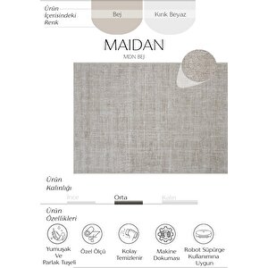 Maidan Bej Mutfak Dokuma Halı Yolluk Koridor Halısı Kesme Halı Hav Toz Vermez Salon Halısı 120x180 cm
