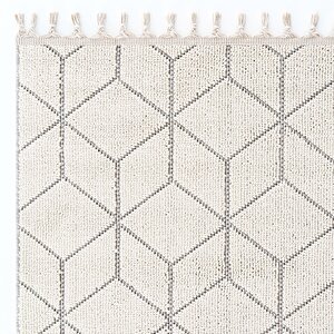 Bress 1407 Beyaz Hav Toz Vermez Hasır Dokulu Bukle Örgü Modern Desen Halı 120x250 cm