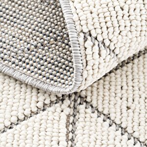 Cool Halı Bress 1407 Beyaz Hav Toz Vermez Hasır Dokulu Bukle Örgü Modern Desen Halı