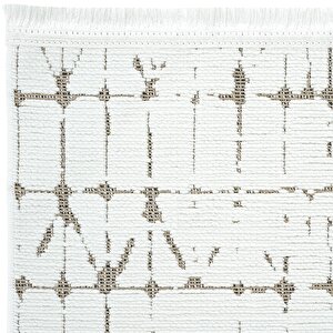 Cool Halı Berry 8204 Beyaz Halı Bohem Kaymaz Taban Halı Kesme Halı Yolluk İnce Halı Kilim
