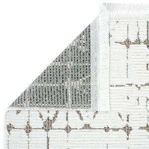 Cool Halı Berry 8204 Beyaz Halı Bohem Kaymaz Taban Halı Kesme Halı Yolluk İnce Halı Kilim