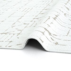 Cool Halı Berry 8204 Beyaz Halı Bohem Kaymaz Taban Halı Kesme Halı Yolluk İnce Halı Kilim