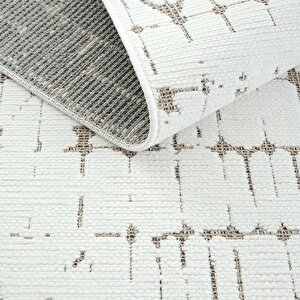 Cool Halı Berry 8204 Beyaz Halı Bohem Kaymaz Taban Halı Kesme Halı Yolluk İnce Halı Kilim