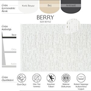 Berry 8201 Beyaz Halı Oturma Odası Halısı Kaymaz Taban Halı Kesme Halı Yolluk Halı Kilim 120x180 cm
