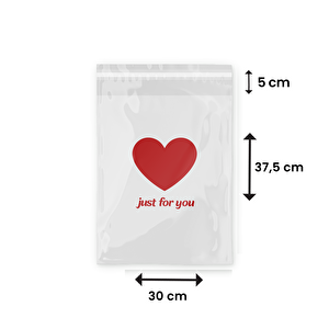 Just For You Baskılı - Beyaz Cepsiz Kargo Poşeti 30x37,5x5 - 1000 Adet 1000 Adet