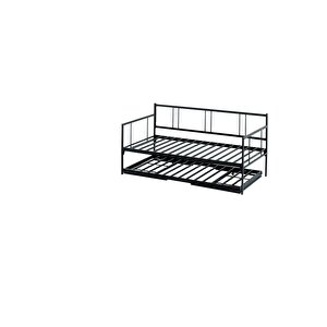 Veluna Yavrulu Daybed Tek-çift Kişilik Sedir Metal Karyola Siyah
