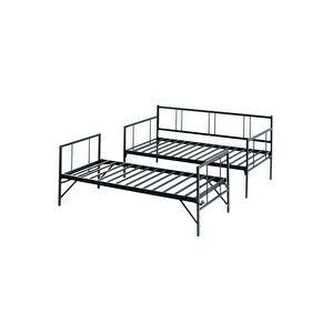 Veluna Yavrulu Daybed Tek-çift Kişilik Sedir Metal Karyola Siyah