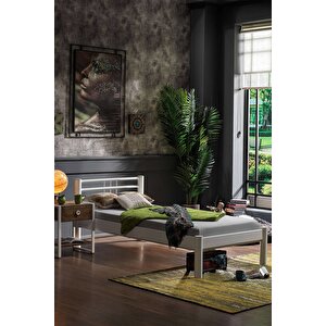Allegro Tek Kişilik Ferforje Metal Karyola - Beyaz 90x200 cm