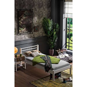 Allegro Tek Kişilik Ferforje Metal Karyola - Beyaz 90x200 cm