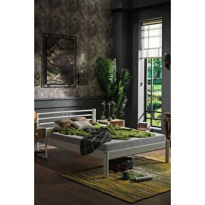 Allegro Çift Kişilik Ferforje Metal Karyola - Beyaz 150x200 cm