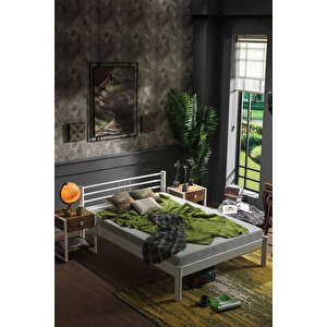 Allegro Çift Kişilik Ferforje Metal Karyola - Beyaz 150x200 cm