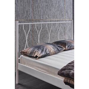 Thales Çift Kişilik Ferforje Metal Karyola - Beyaz 140x190 cm