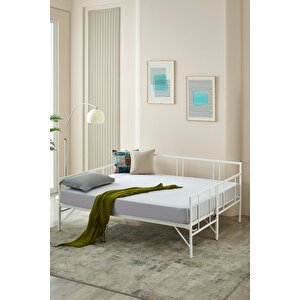 Veluna Yavrulu Daybed Tek-çift Kişilik Sedir Metal Karyola Beyaz