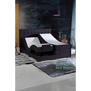 Livia Motorlu Kumandalı Hareketli Tek Kişilik Baza+başlık+yatak Seti Antrasit 100x200 cm