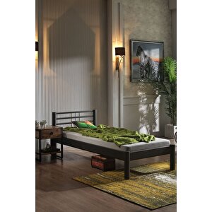 Allegro Tek Kişilik Ferforje Metal Karyola - Siyah 90x200 cm