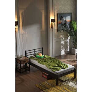 Allegro Tek Kişilik Ferforje Metal Karyola - Siyah 90x200 cm